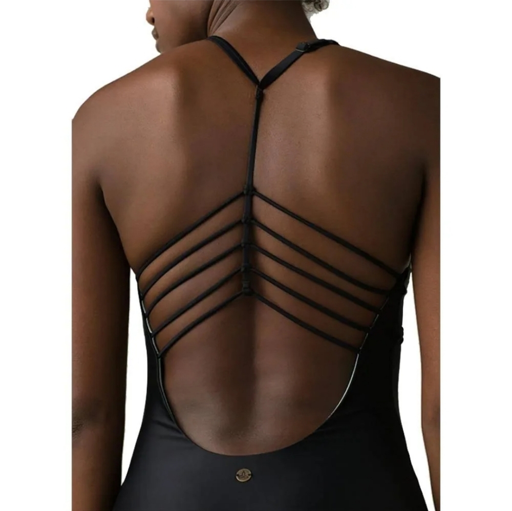 Prana Black Strappy Back One Piece Swimsuit